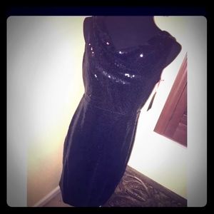 NEW Black Sequin Cow Neck Dress (Size 8)